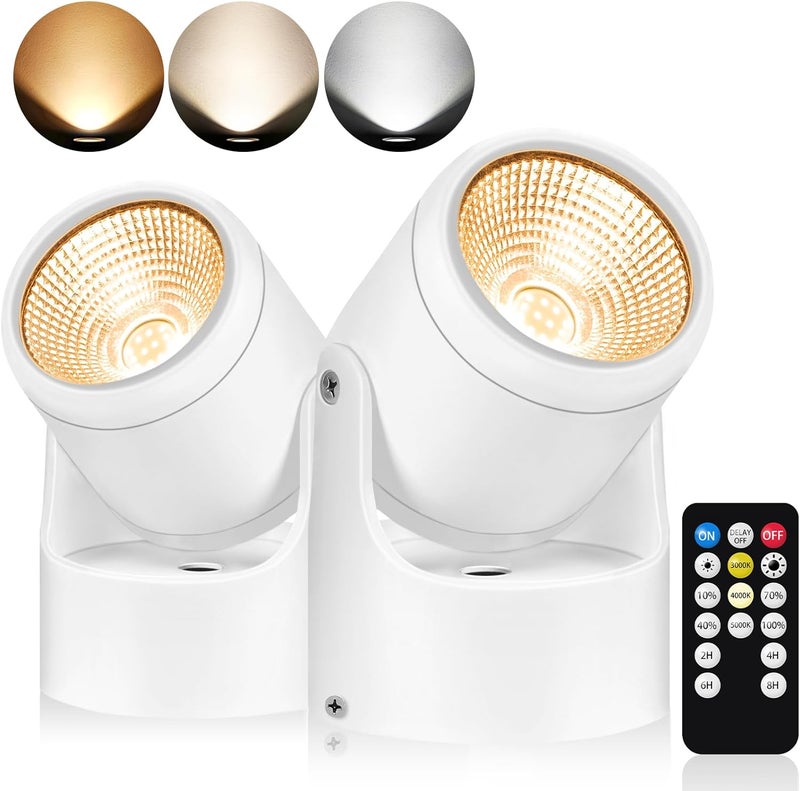 URTOM 2 Pack LED Uplights Indoor, 3W Plug-in Spot Lights Indoor with Remote Control: Dimmable and Timer, 3000K/4000K/5000K Adjustable Uplights for Plants, Pictures, Artwork, 5.9 FT Plug Cord - Image 1